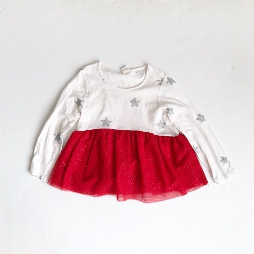 Babygap star/red tulle long sleeve top EUC 4T